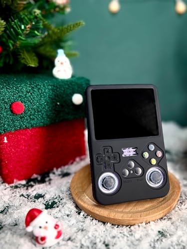 for R36S Silicone Case, Soft Skin for R36 S Handheld Game Console Accessories, Anti-Scratch Washable Silicone Cover with Lanyard (Black) - color: Black