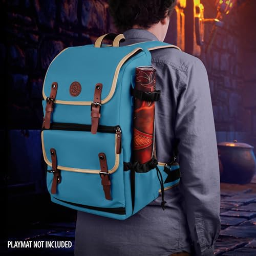 ENHANCE Designer Edition TCG Backpack - MTG Deck Bag Card Binder Space, TCG Deck Box Storage, MTG Playmat Holder - Card Storage Compatible with Magic the Gathering, Pokemon, Lorcana (Canvas Blue) - color: Canvas Blue