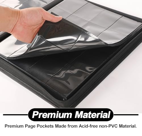 D DACCKIT Card Binder 16 Pocket - Fits 1024 Cards，4X4 Ringless Card Album with Sleeves for Trading Cards & Sports Cards（Model A，Classic Black） - color: Classic Black