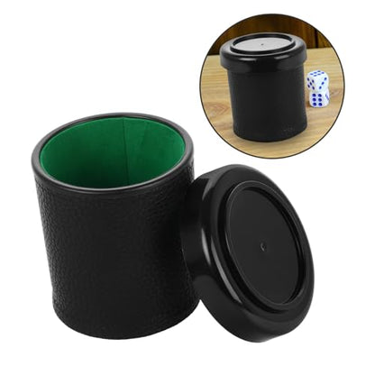 VICASKY 1set Silent Dice Cup Set with Lid Low Noise Shaker for Ktv Parties and Liars Dice Games Compact and Stylish Leatherette Design with Felt-Lined Interior with Base