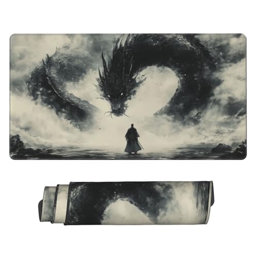 MTG Playmat Master Sword Dragon TCG Play Mat Original Hand-Painted Smooth Surface Stitched Edges Non-Slip Rubber Base for Trading Card Games Board Games 23.5x13.7in