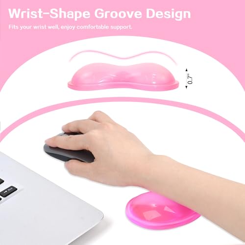 Gel Keyboard & Mouse Wrist Rest Set - Keyboard Wrist Rest Pad & Mouse Support for Office Gaming Pad Computer Laptop Ergonomic Comfortable Pain Relief- Pad Set (2 Pack) - color: Mouse Pad Double - Pink
