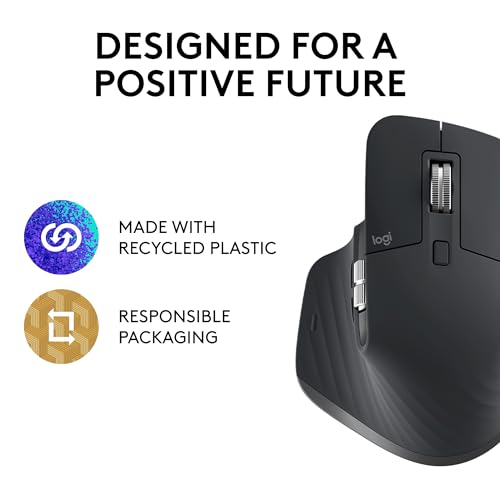 Logitech MX Master 3S Wireless Mouse Standard Edition Logi Bolt - Graphite | Logi Bolt USB Receiver, Ultra-Fast Scrolling, Ergo, Track on Glass, Quiet Clicks, USB-C, Bluetooth, Windows, Linux, Chrome