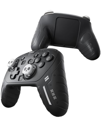 JEMDO Silicone Protective Cover for Switch 2 Pro Controller, Soft Anti-Slip Grip Skin Case with 2 Skull Thumb Caps, Shockproof Durable Shell for Switch 2 Pro, Ergonomic Gaming Grip Cover-Black