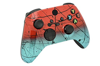 Hand Airbrushed Fade Custom Controller Compatible with Xbox Series X/S & Xbox One (Series X/S Red & Teal) - color: Series X/S Red & Teal