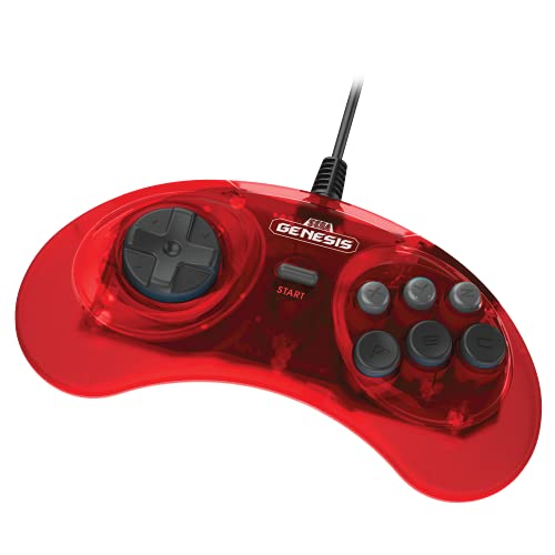 Retro-Bit Official Sega Genesis Controller 6-Button Arcade Pad for Sega Genesis - Original Port (Red) - color: Red