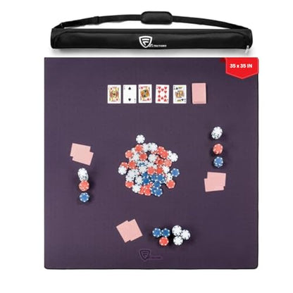 Board Game Mat 35"x35" Designed for 36 in Tables, Mahjong Mat with Carrying Bag, Neoprene Playmat, Table Cover for Board Games, Tile, Poker, RPG and Dominoes (Burgundy) - color: Burgundy
