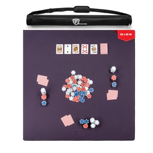 Board Game Mat 35"x35" Designed for 36 in Tables, Mahjong Mat with Carrying Bag, Neoprene Playmat, Table Cover for Board Games, Tile, Poker, RPG and Dominoes (Burgundy) - color: Burgundy