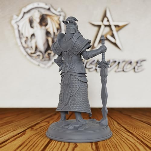 AUSPDICE Premium DND Miniatures for Tabletop RPG Game - Fantasy Minis Figurine for Dungeon Masters, 28mm Scale Unpainted TTRPG Figure for Role Playing - Elven Warrior King (AS226)