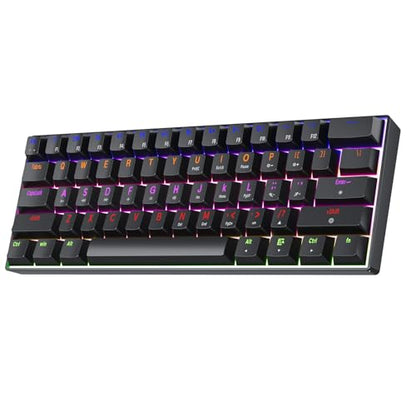 60% Mechanical Gaming Keyboard, RGB Backlit Ultra-Compact 61 Keys Wired Mini Keyboard, Anti-Ghosting, Portable Small Keyboard for PC, Mac, Laptop, Office & Gaming, Black - color: Black