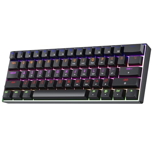 60% Mechanical Gaming Keyboard, RGB Backlit Ultra-Compact 61 Keys Wired Mini Keyboard, Anti-Ghosting, Portable Small Keyboard for PC, Mac, Laptop, Office & Gaming, Black - color: Black