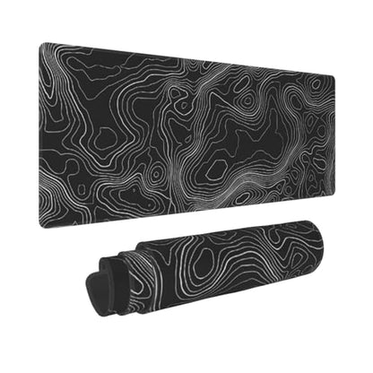 Large Gaming Mouse Pad Desk Mat, Topographic Contour Extended Keyboard Mouse Pad Mousepad with Non-Slip Base and Stitched Edge Mouse Mat Desk Pad Mouse Pads for Desk Home Office, 31.5 x 11.8 - color: Topographic Contour