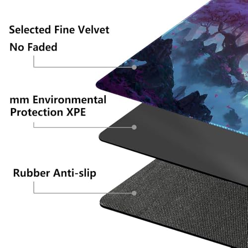 MTG Playmat 24x14 Inch | Optional Game Zone Layout | Non-Slip Rubber Base | Stitched Edges | Includes Free Storage Bag | for TCG, Board Games, and Desk Use(Blossombra,Without Zone) - color: Blossombra, style: Without zone