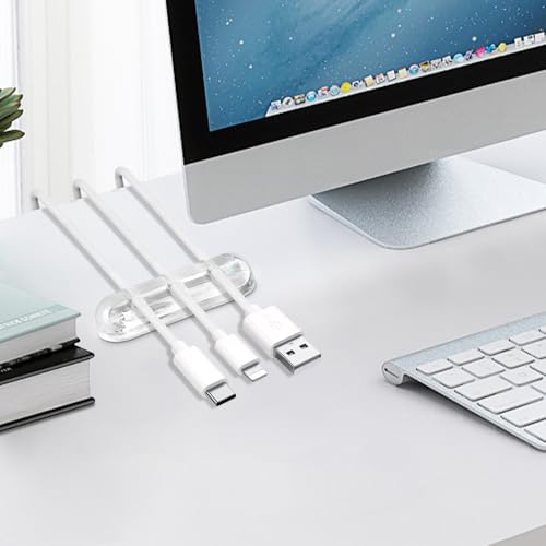 SOULWIT Cable Holder Clips, 3-Pack Cable Management Cord Organizer Clips Silicone Self Adhesive for Desktop USB Charging Cable Nightstand Power Cord Mouse Cable Wire PC Office Home