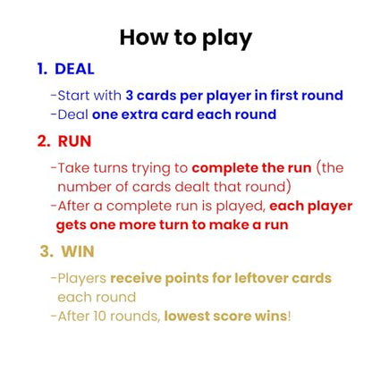 Run-A-Round Card Game, Family Card Game for Kids & Adults, 10 Fun Rounds - Add One Card Each Round, No Player Elimination, Ages 7+, 2-6 Players, 30+ Minutes