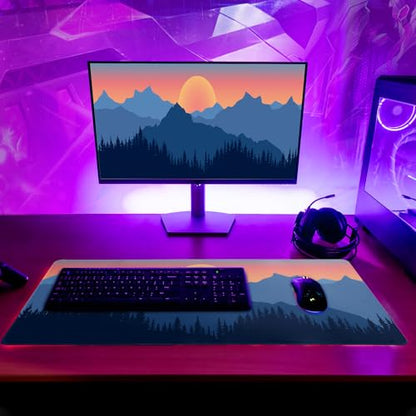 Japanese Mountain Landscape Gaming Mouse Pad Extended Large Mousepad with Nonslip Rubber Base Stitched Edges Laptop Computer Keyboard Desk Mat for Office Home and Game 31.5 X 11.8 Inch - color: Mountain