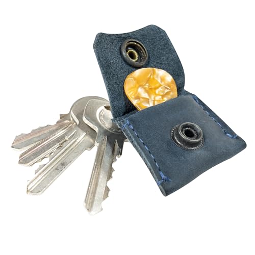 Rustic Leather Switch Cartridge Game Keychain/SD Card/Guitar Pick Holder Handmade by Hide & Drink (Slate Blue) - color: Slate Blue