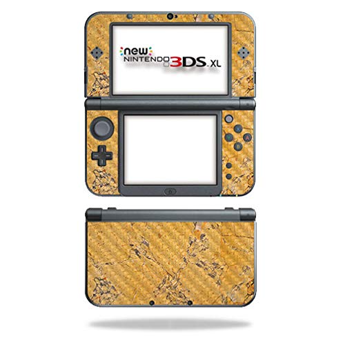 MightySkins Carbon Fiber Skin for Nintendo New 3DS XL (2015) - Saffron Marble | Protective, Durable Textured Carbon Fiber Finish | Easy to Apply, Remove, and Change Styles | Made in The USA - color: Saffron Marble