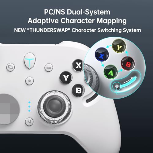 Thunderobot G80TS Wireless Controller for PC/Switch/Switch 2/Android/iOS, TMR Joystick, Dual TMR Triggers, Optical Buttons, 1000Hz Polling Rate, RGB Backlight (Black) [video game] - color: Black, size: PE