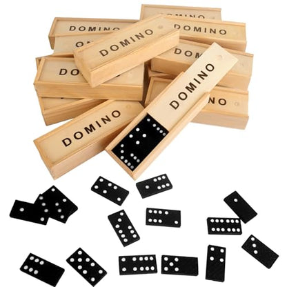 75 Pack Mini Dominos Set for Adults Bulk Double 6 Dominoes Wooden Miniature Classic Board Games Party Favor Travel Family Games Educational Toys with Wood Case Operation Christmas Item Gifts