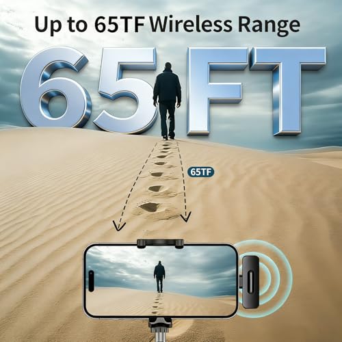 Wireless Clip-on Microphone System - Dual Lavalier Mics for TikTok, Vlog, Live Streaming, Interview, Compatible with Phone/Camera/PC, Auto Pairing, 8H Playtime per Mic