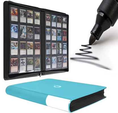 D DACCKIT Card Binder 16 Pocket - Fits 1024 Cards，4X4 Ringless Card Album with Sleeves for Trading Cards & Sports Cards（Model A，Classic Turquoise） - color: Turquoise