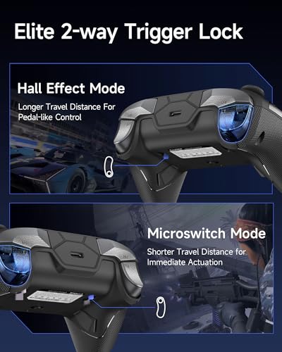 EasySMX D10 Wireless Controller with Smart Charging Dock, Tactile Triggers | TMR Anti-Drift Joysticks, Dual-Mode Hall, 1000Hz Polling, Mechanical Buttons, Bluetooth/2.4G for PC/Switch/iOS/Android - color: black