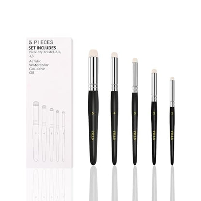 Dry Brush Miniature Painting Drybrush Set, 5 Sizes (#1, #2, #3, #4, #5) Animal Hair Brushes for Advanced & Professional Art, Black - color: Black