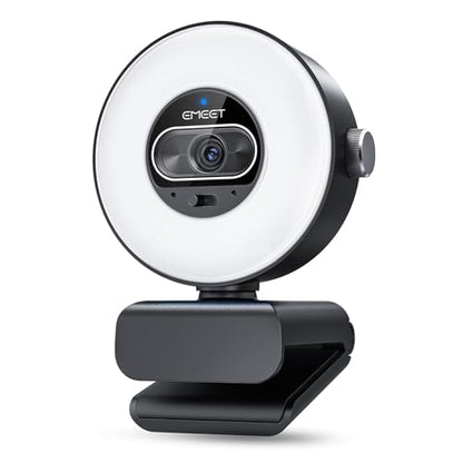 EMEET S600L 4K Webcam for Streaming with Ring Light, 1/2" Sensor, 0.2S PDAF | 4 Lighting Modes, Rainbow Effect, 2 Mics, Dial Control, 4K Webcam with Light for OBS/Twitch/YouTube/Zoom/PC/Mac - style: S600L Ring Light 1/2" Sensor