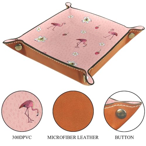 Flamingo Flowers Dice Tray PU Leather Dice Rolling Tray Folding Dice Holder for Dice Games, Like RPG, DND and Other Table Games - color: Multi 2