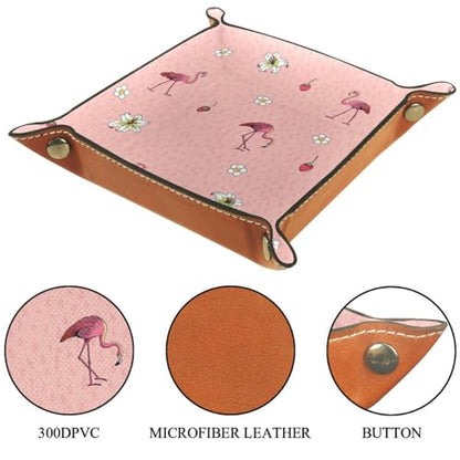 Flamingo Flowers Dice Tray PU Leather Dice Rolling Tray Folding Dice Holder for Dice Games, Like RPG, DND and Other Table Games - color: Multi 2
