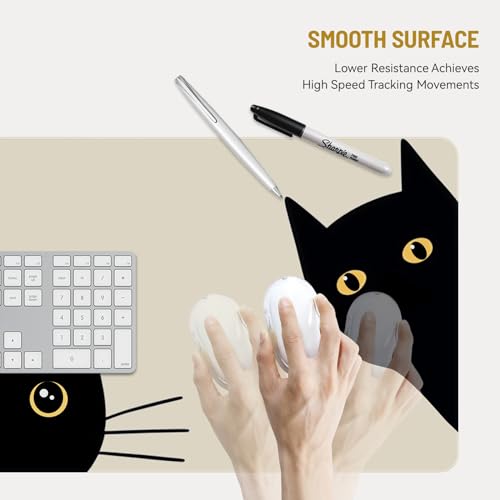 Mousepad Desk Mat Gaming Large Keyboard Cute Office Desktop Computer Laptop Cat XXL Long Giant Big Kawaii Aesthetic Girly Pretty Design Women Girl Gamer Oversized Wide 30x12'' Mousepad - color: Three Cat