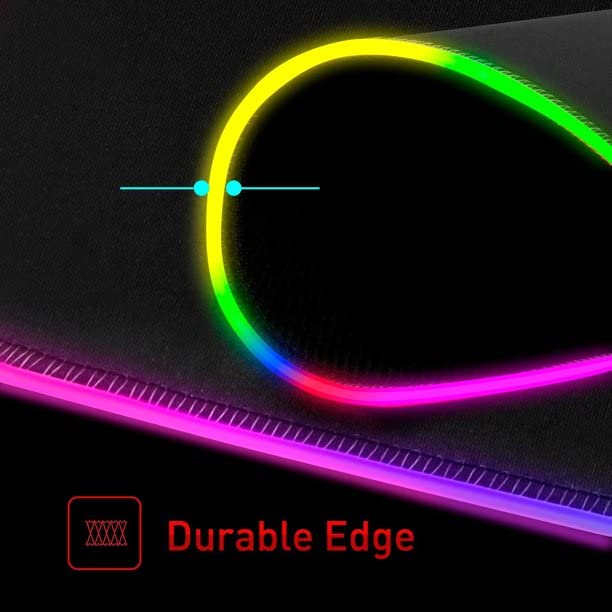 LED USB Cable Gaming Mouse Pad 12 Lighting Modes, Size: 13 x 10 inch - RGB Mousepad Led Mouse Pad - Anti Slip Rubber - Black