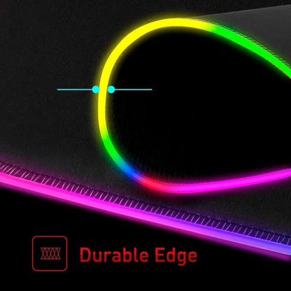 LED USB Cable Gaming Mouse Pad 12 Lighting Modes, Size: 13 x 10 inch - RGB Mousepad Led Mouse Pad - Anti Slip Rubber - Black