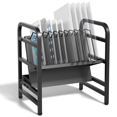 Chromebooks Charging Station 12-Slot Open Charging and Storage Rack with Leveling Feet for iPads, Tablets and Laptop Computers – Ideal for Classrooms, Offices, and Libraries
