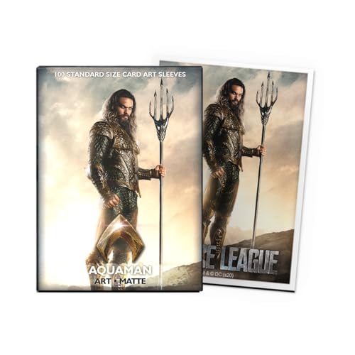 Dragon Shield | Matte Art Sleeves | 100 CT - Smooth & Tough Premium TCG Sleeves | Compatible with Pokemon, One Piece & Magic the Gathering | Aquaman Justice League - color: Justice League - Aquaman