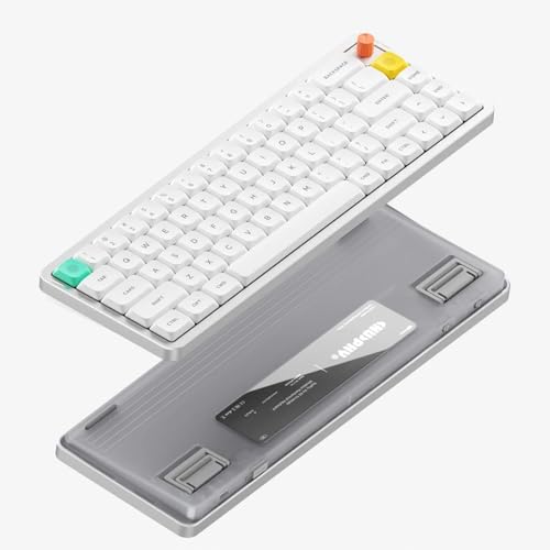 nuphy Air65 V3 Hot Swappable Wireless Mechanical Keyboard, 68 Keys 65% Layout Custom Low Profile Keyboard with Multifunctional knob,Gasket Mounted,RGB Backlit,Support Bluetooth/2.4GHz/USB-C - color: White, size: Red nano Switch