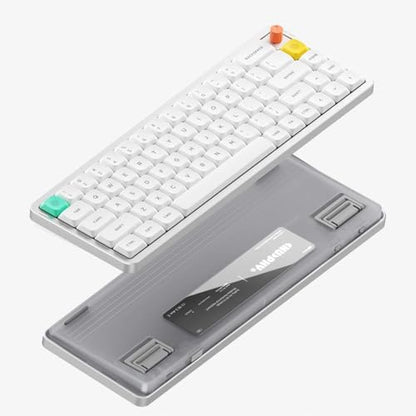 nuphy Air65 V3 Hot Swappable Wireless Mechanical Keyboard, 68 Keys 65% Layout Custom Low Profile Keyboard with Multifunctional knob,Gasket Mounted,RGB Backlit,Support Bluetooth/2.4GHz/USB-C - color: White, size: Red nano Switch