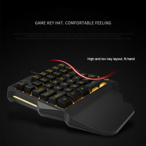 One-Handed Keyboard Single Handed Gaming Keypad with Ergonomic Wrist Rest Support RGB LED Backlit USB Wired Mechanical Feeling Mini Keypad for Game