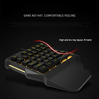One-Handed Keyboard Single Handed Gaming Keypad with Ergonomic Wrist Rest Support RGB LED Backlit USB Wired Mechanical Feeling Mini Keypad for Game