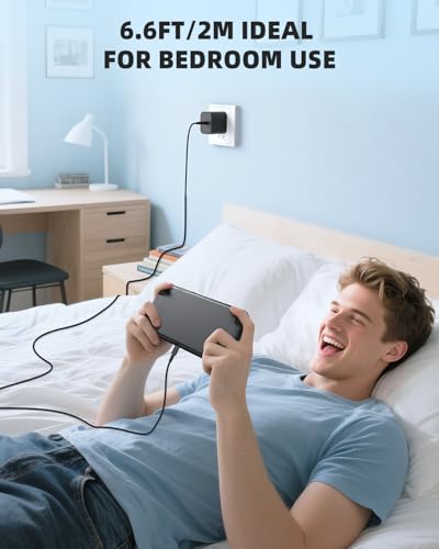 Switch 2 Charger with 6.6FT/2M USB-C Cable - 60W AC Power Adapter, Support 4K TV Dock & PD 3.0 Fast Charging, Power Supply 20V/3A Compatible with Nintendo 2/1,Wii Charger(6.6FT - Home Flexible Use) - size: 6.6FT