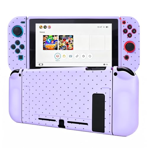 Protective Case for Nintendo Switch, Silicone Switch Case Ergonomic Grips Cover Soft Protective Cover Shock-Absorption & Anti-Scratch Slim Shell Travel Accessories Gifts Dot, Purple - color: Purple-Black Dot, size: For Switch 6.2 Inch