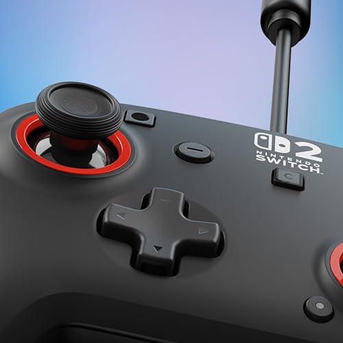 Turtle Beach Rematch Wired Gaming Controller, Nintendo Switch 2, Lite, OLED | Hall-Effect Thumbsticks, 2 Mappable Buttons, Audio Jack, C-Button for Game Chat, Licensed for Nintendo Switch 2, Black & Red - color: Black