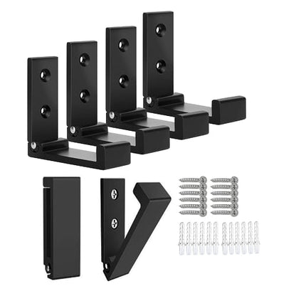 OHIYO Folding Coat Hooks 6pcs Foldable Hook Wall Mounted for Hanging Coat, Jacket, Towel Heavy Duty Wall Hooks Aluminum Alloy Fold up Hooks Headphones Holder Bearing Load 33lb (Black) - color: Black 6 Pack