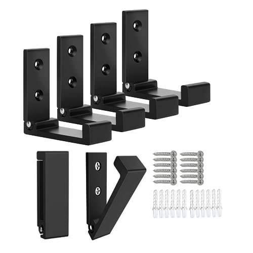 OHIYO Folding Coat Hooks 6pcs Foldable Hook Wall Mounted for Hanging Coat, Jacket, Towel Heavy Duty Wall Hooks Aluminum Alloy Fold up Hooks Headphones Holder Bearing Load 33lb (Black) - color: Black 6 Pack
