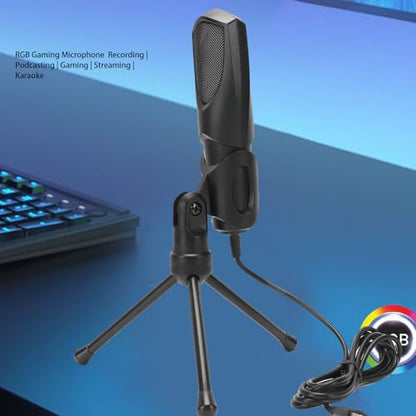 LICAEVEY Gaming Microphone, USB Condenser PC Mic with RGB Lighting and Tripod Stand for Streaming Podcasting Recording on Computer Laptop