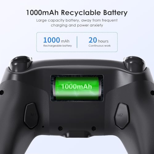 Wireless Anti-Stick Drift Controller for PS5/PC - Features, Turbo, 6-Axis Gyro, Dual Vibration, Macro Back Buttons, Touchpad, Bluetooth 5.0, 3.5mm Audio Jack & Built-in Microphone (BLACK2) - color: BLACK2