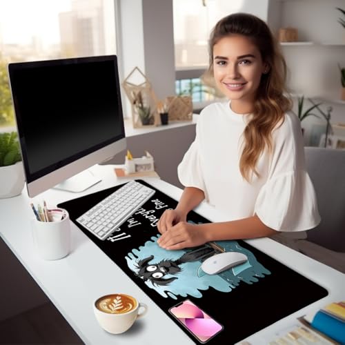 LIMKRIAN Dog Large Mouse Pad Desk Mat for Keyboard and Mouse, 31.5x11.8 in | Stitched Edges, Waterproof Surface, Non-Slip Rubber Base, Funny Desk Accessories For Office Home, Cute Keyboard Mouse Pad - color: Funny Dog