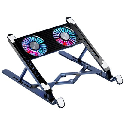 Laptop Cooling Pad LED Gaming Laptop Coolers Quiet Cooling Fan Folding Bracket for Laptop Height Stand - style: BK-B