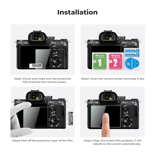 K&F CONCEPT Screen Protector & Hot Shoe Cover Kit Compatible with Sony A7III A7II A7C A7S III A7S II A7R IV A7R III A7R II A1 A9 A9 II RX100 VII RX10 IV RX100 V VA RX100 IV RX10 III RX10 II RX10 RX1R II RX1R RX1 - size: A7III/A9/RX10IV